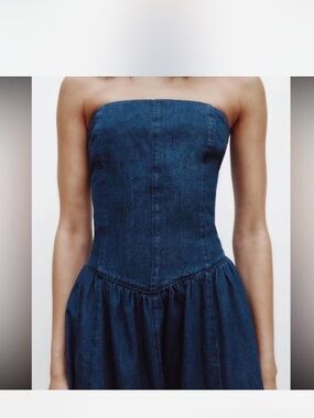 Zara Strapless Indigo Denim Dress